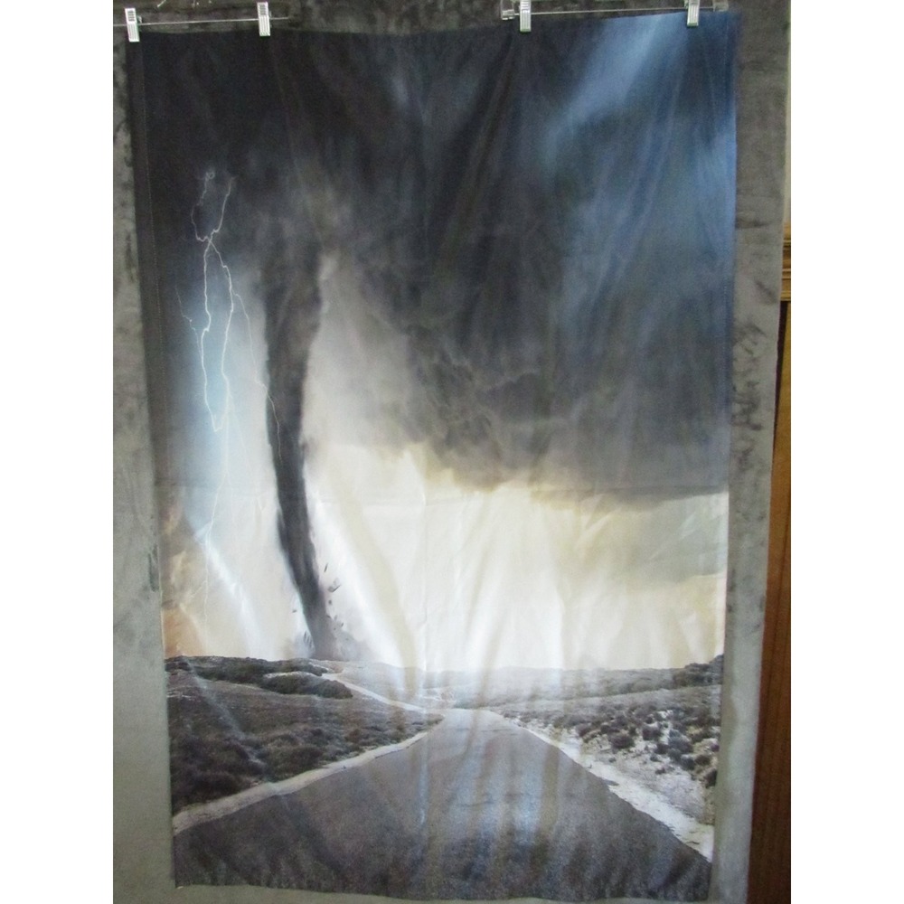 Large Tornado & Lightning Storm Road Fabric Art Print Tapestry 59x39 in Turkey